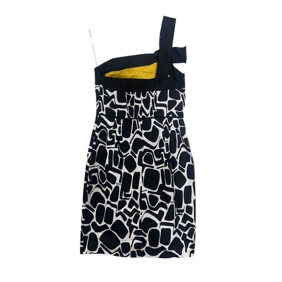 Harold's Retro Giraffe Animal Print black and white one-shoulder dress Size 10 - Picture 2 of 6